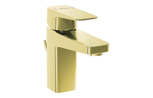 VitrA Root Square Compact Basin Mixer w/Waste Lever - Soft Gold